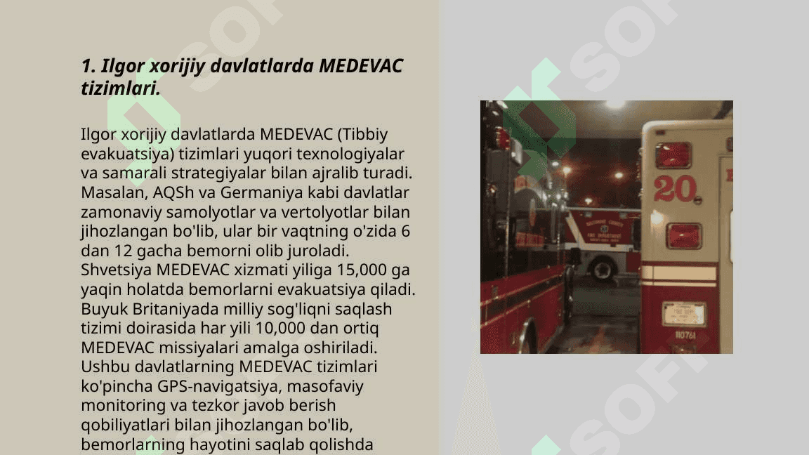 Ilgor xorijiy davlatlar armiyasida davolash-evakuvatsiya tadbirlarini tashkil etish (MEDEVAC, CASEVAC, TACEVAC.) 3