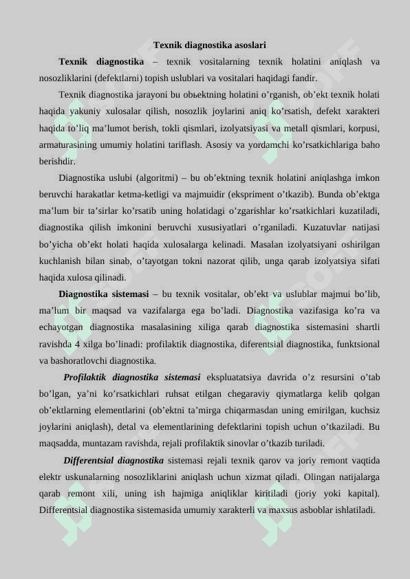 Tехnik diаgnоstikа аsоslаri 2