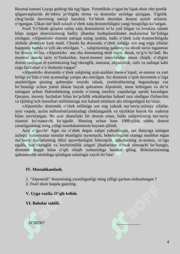 9-sinf adabiyot yillik dars ishlanma 4