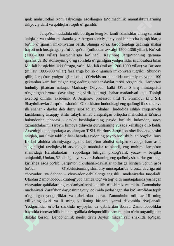 Arxeologik   yodgorliklarning o‘lkashunoslikda tutgan o‘rni 8