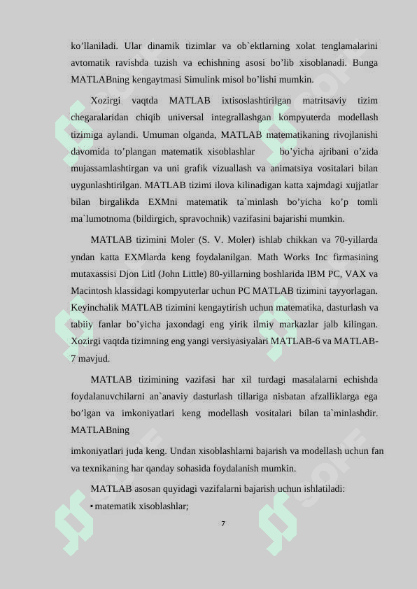 MathLab dasturidan ta’limiy modellar yaratishda foydalanish 7