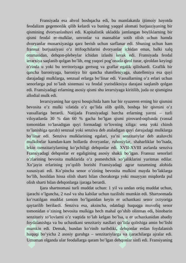 FRANSIYA XVII ASRNING IKKINCHI YARMI - XX ASR BOSHIDA 2