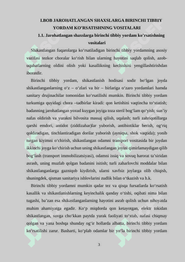 Jarohatlanganda va baxtsiz hodisalarda birinchi tibbiy yordam ko’rsatish qoidalari. 3
