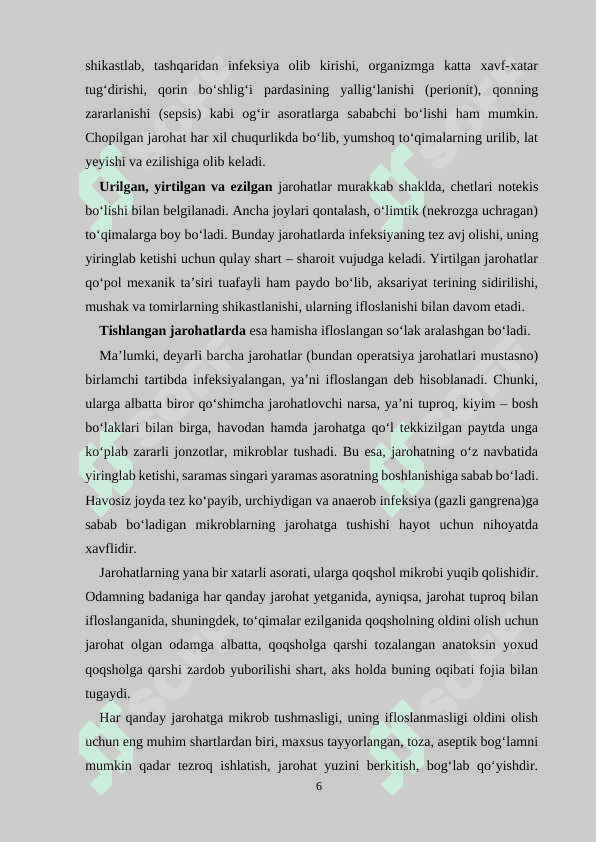 Jarohatlanganda va baxtsiz hodisalarda birinchi tibbiy yordam ko’rsatish qoidalari. 6