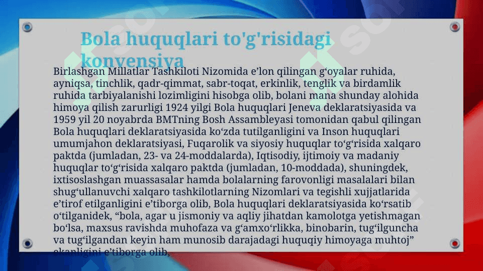 BMT ning bola huquqlari to’g’risidagi konvensiyasi 3