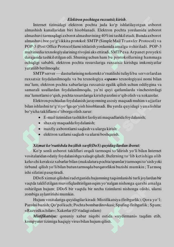 TARMOQ HAVFSIZLIGI ASOSLARI  Tarmoq havfsizligi asoslari 3