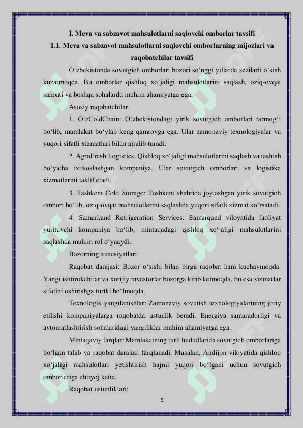 Meva va sabzavot mahsulotlarini saqlash usullari 5
