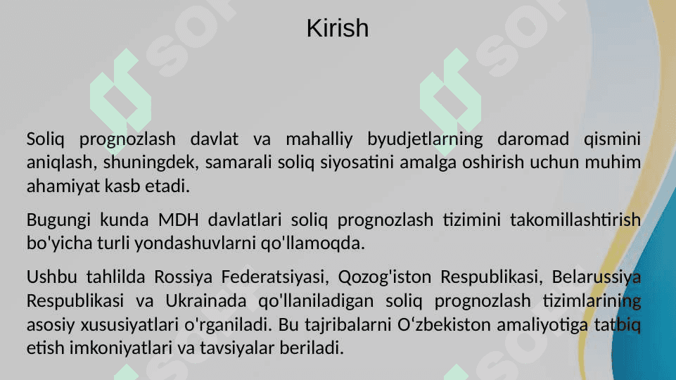 Soliqlarni pragnoz qilishning  MDH ga a’zo davlatlar tajribasi PPTX 3