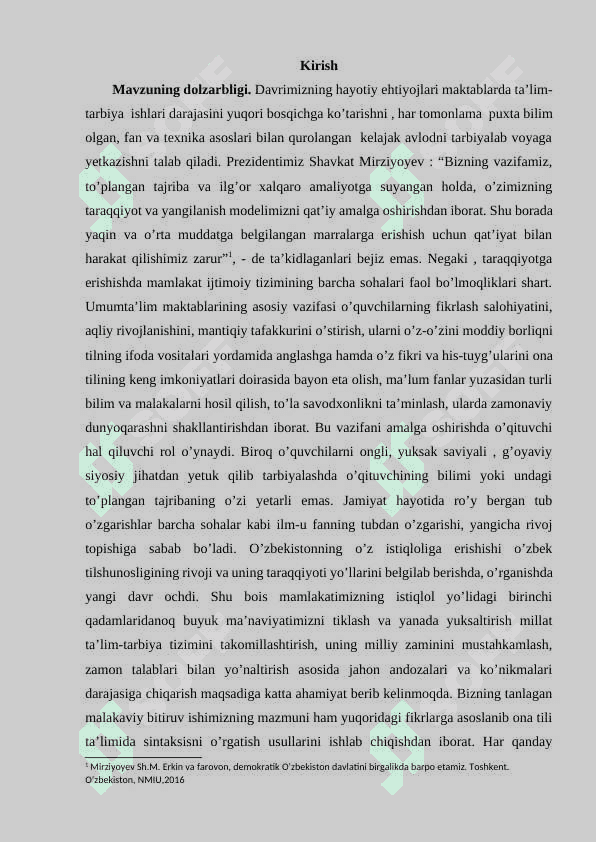 Hozirgi oʻzbek tilida kirish soʻz va kiritmali qurilmalarning leksik va grammatik xususiyatlari. 2