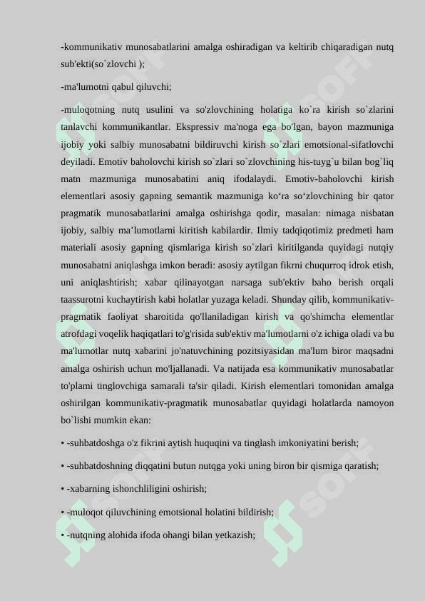Hozirgi oʻzbek tilida kirish soʻz va kiritmali qurilmalarning leksik va grammatik xususiyatlari. 8