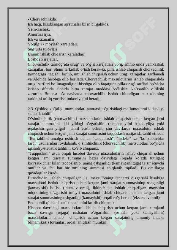 QISHLOQ XO’JALIK MAXSULOTI TANNARX STATISTIKASI 8
