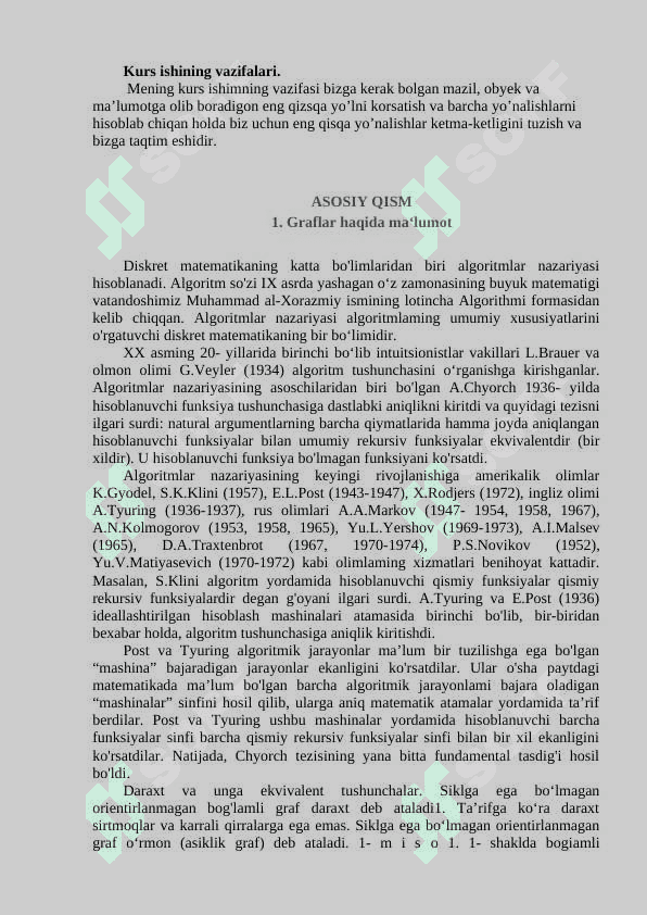 Graflar haqida ma’lumot. Eng qisqa yul topish algoritmlar Deykstra, Ford va Floyd algoritmlari. Algoritimlarga oid misollar 3