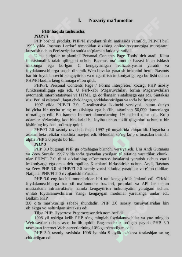 KURS ISHI Ma’lumotlar bazasini boshqarish tizimlari. PHP, MySQL, Onlayn do'kon veb interfeysi 4