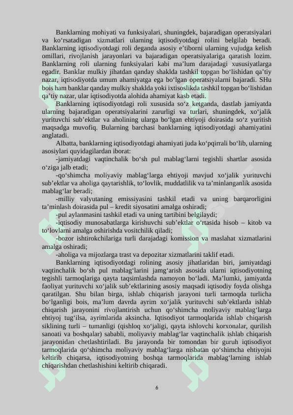 TIJORAT BANKLARI VA ULARNING VAZIFALARI 6