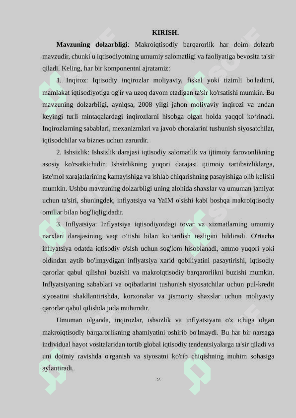 Makroiqtisodiy beqarorlik inqiroz, ishsizlik va inflyatsiya 3
