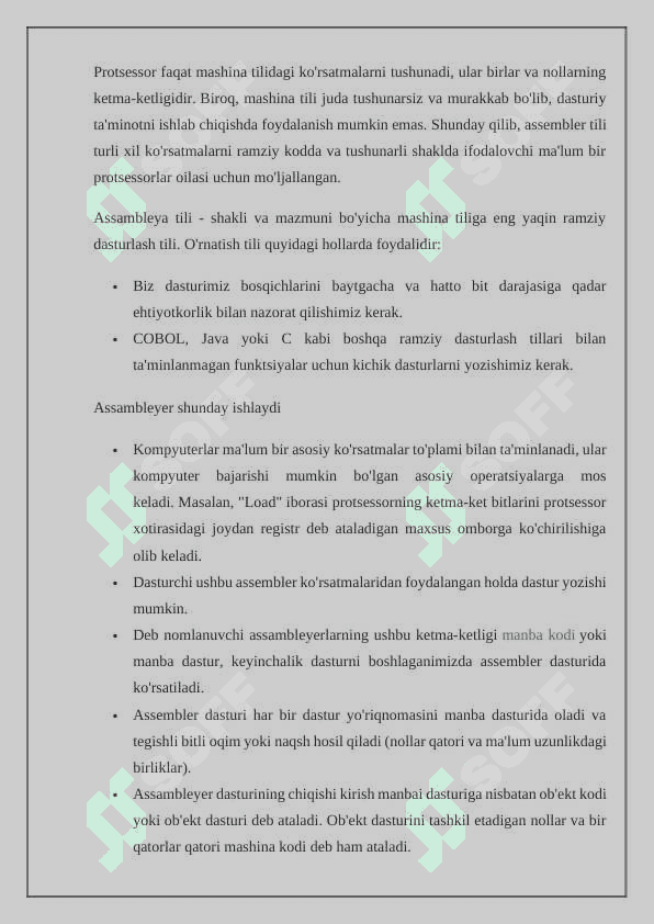 Assembler tilida oddiy programmalarni tuzish va ularni sozlash 3