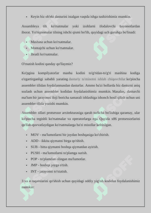 Assembler tilida oddiy programmalarni tuzish va ularni sozlash 4
