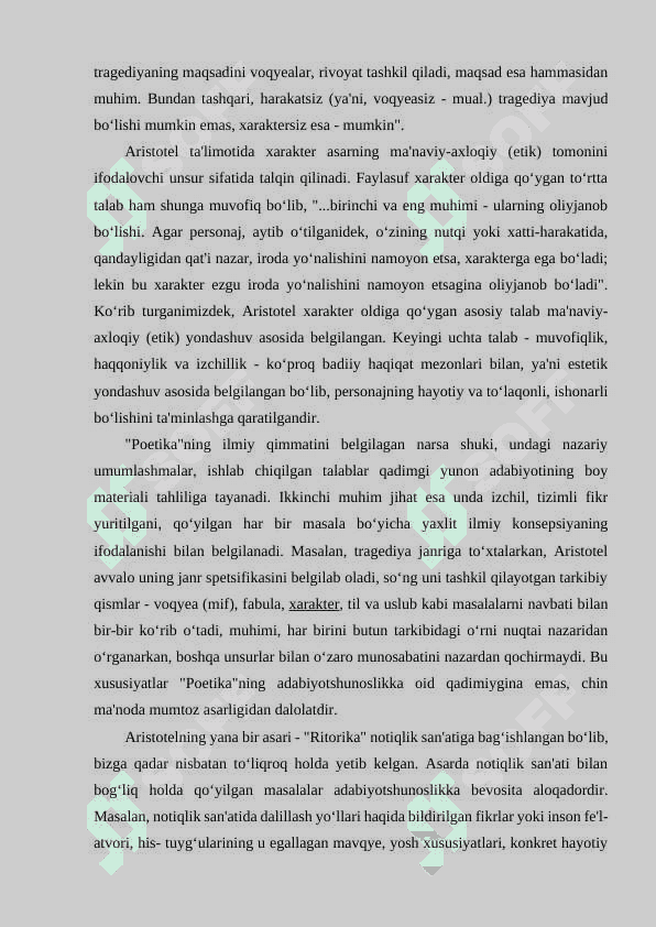 Aristotelning poetik asarlarini o‘rganish va tahlil qilish. 4