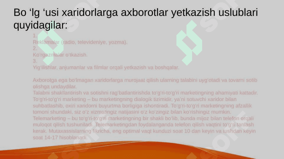 Marketing kommunikatsiyasi kompleksi va unda reklamaning o‘rni 2