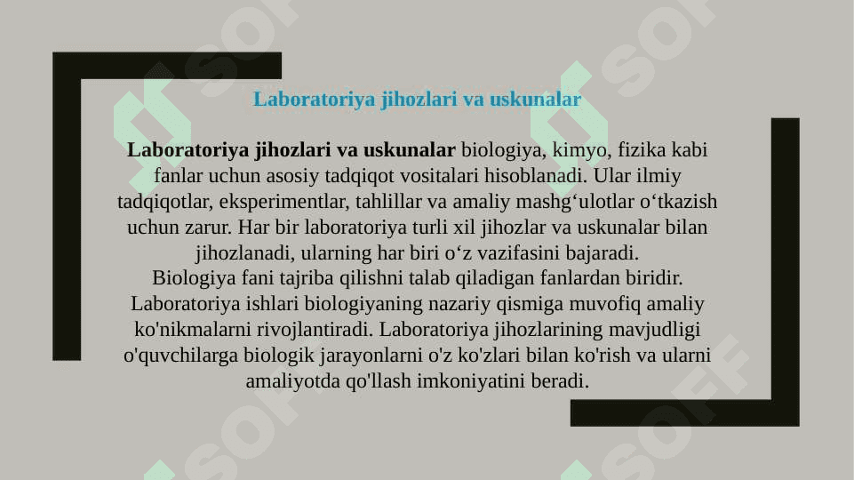 Biologiyani o'qitishda moddiy texnik bazadan foydalanish (TAQDIMOT) 3