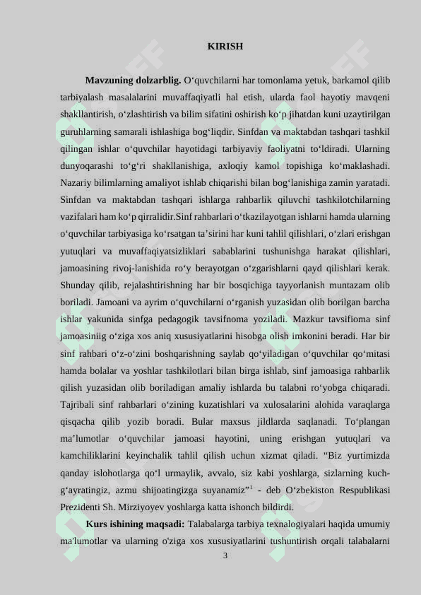 Sinf rahbari ishlarini rejalashtirishda milliy qadriyatlarning tutgan oʻrni 3
