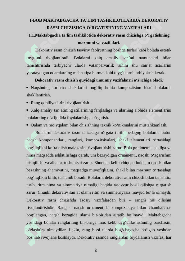 MAKTABGACHA TA`LIM TASHKILOTIDA BOLALARINI DEKORATIV SAN`AT ASOSIDA 6
