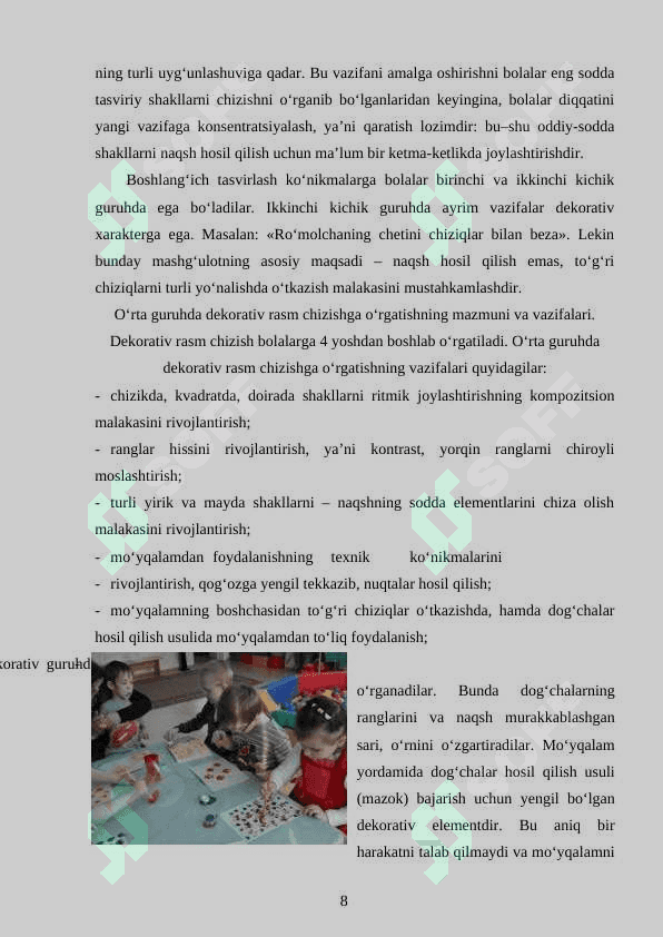 MAKTABGACHA TA`LIM TASHKILOTIDA BOLALARINI DEKORATIV SAN`AT ASOSIDA 8