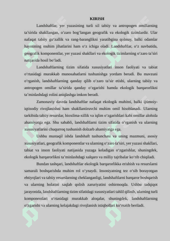 Landshaftlarning tizim sifatidagi xususiyatlari 2