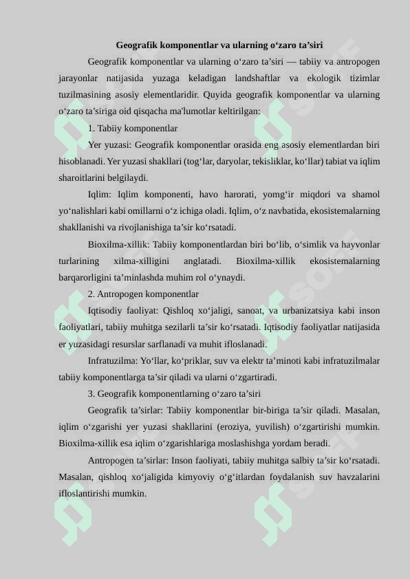 Landshaftlarning tizim sifatidagi xususiyatlari 6