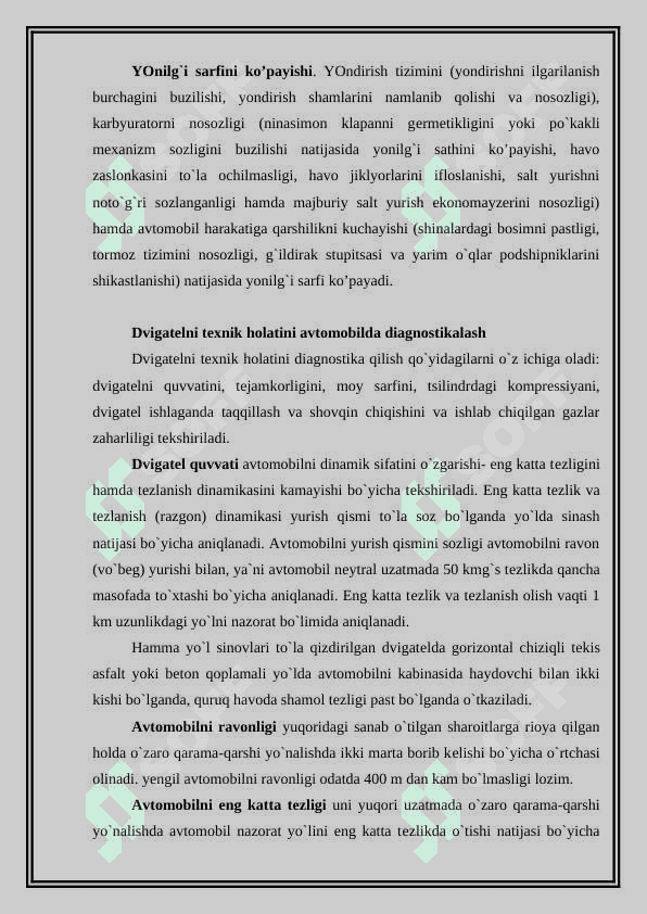 Avtomobil dvigateliga texnik xizmat ko’rsatish va ta`mirlash ishlari texnologiyasiAvtomobil dvigateliga texnik xizmat ko’rsatish va ta`mirlash ishlari texnologiyasi 8