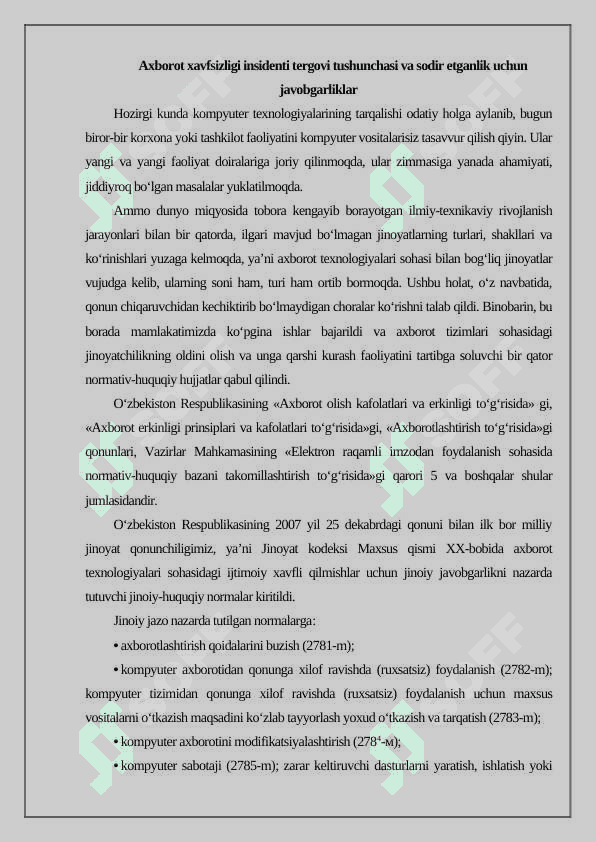 Axborot kommunikatsiya tizimlarida axborot xavfsizligi 2