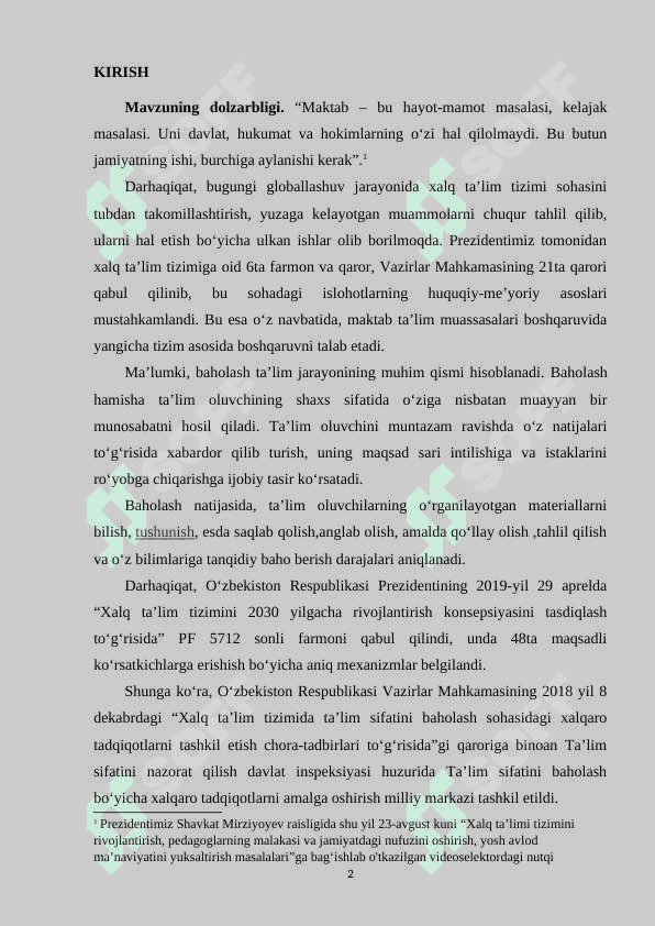 O‘QUVCHILARNING BILIM, KO‘NIKMA VA MALAKALARINI BAHOLASHNING DIDAKTIK TIZIMI 2