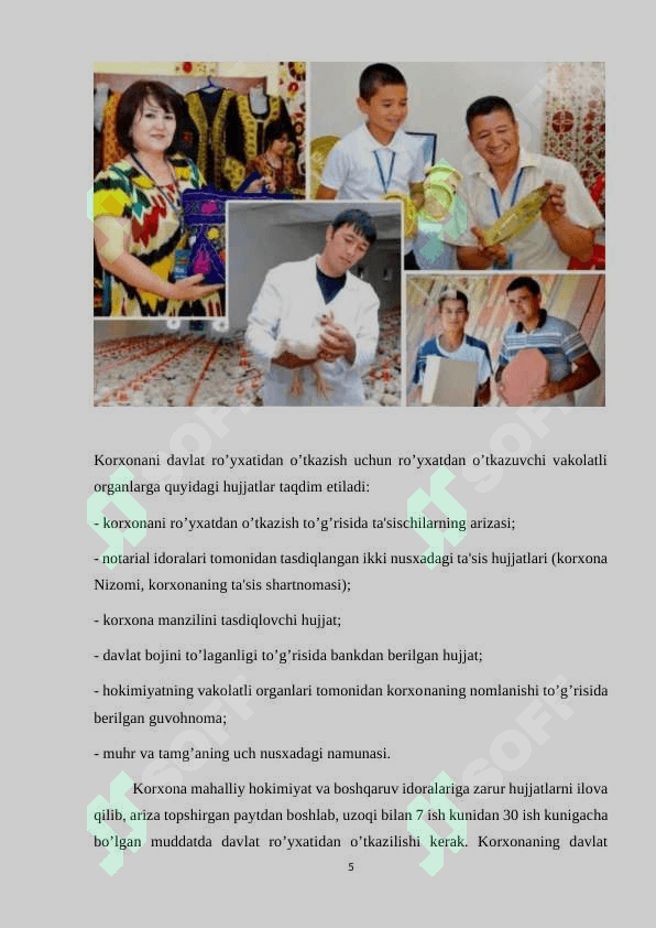 TADBIRKORLIK SUB’EKTLARINI RO‘YHATDAN O‘TKAZISH, REJALASHTIRISH VA RIVOJLANTIRISHDA BIZNES – REJA 5