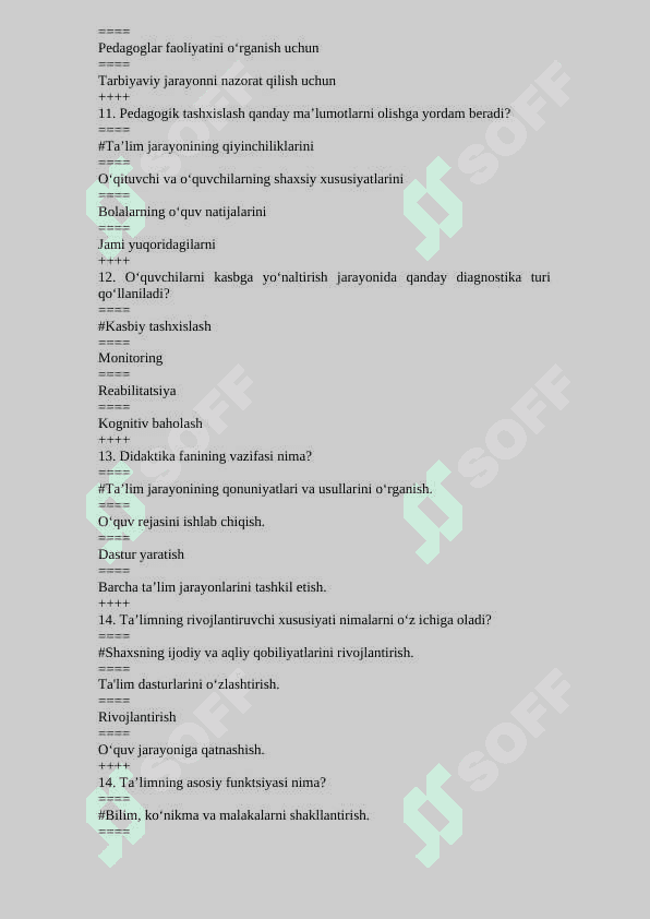 Tarbiyaviy faoliyat diagnostikasi va korreksiyasi FANIDAN 200 TA TEST SAVOLLARI JAVOBI BILAN 3