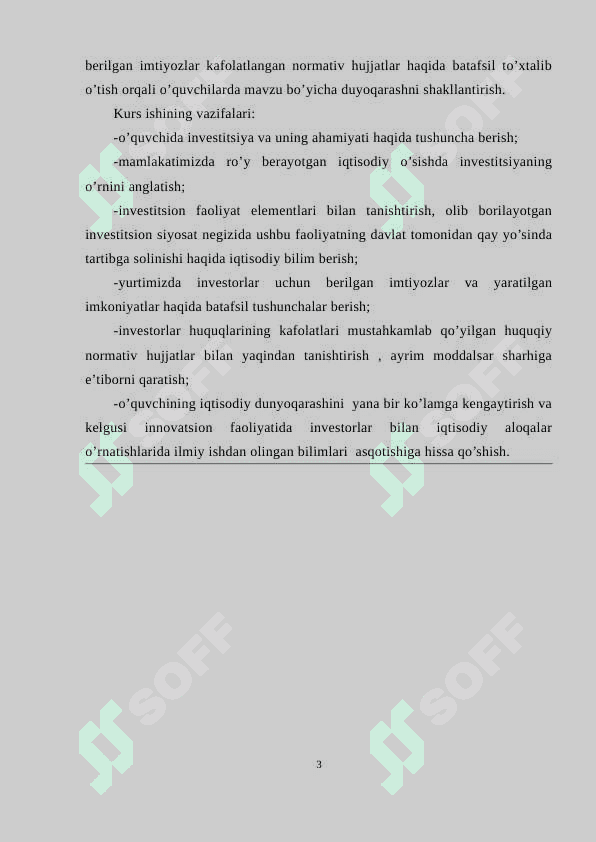 Chet ellik investorlar huquqlarining kafolatlari va ularni himoya qiluvchi huquqiy me`yoriy asoslar 3