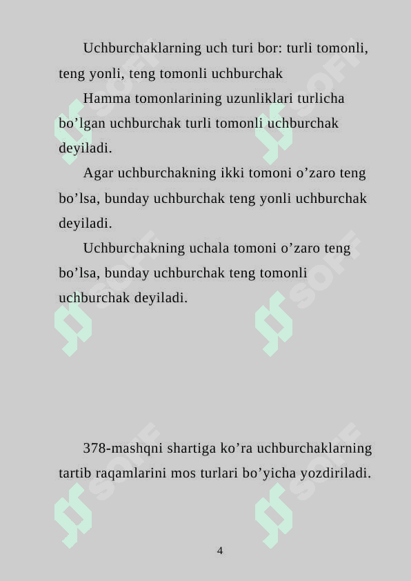 Uchburchaklarning turlari. 378-388 misol-masala 4
