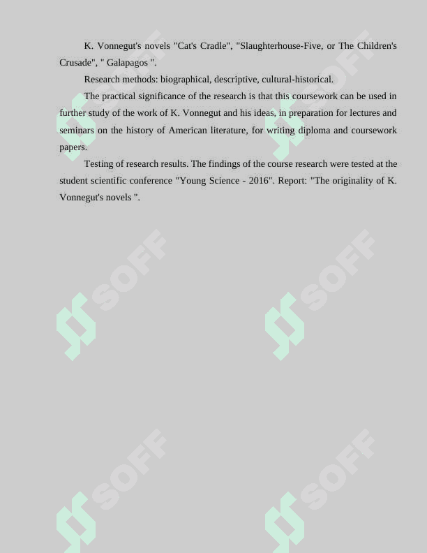 Satiric-science-fiction in words by Kur Vonnegut 4