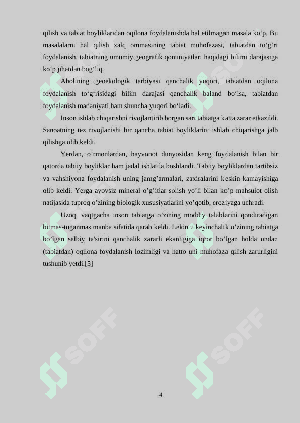 “Inson xo`jalik faoliyatining tabiatga tasirining geografik oqibatlari” 4