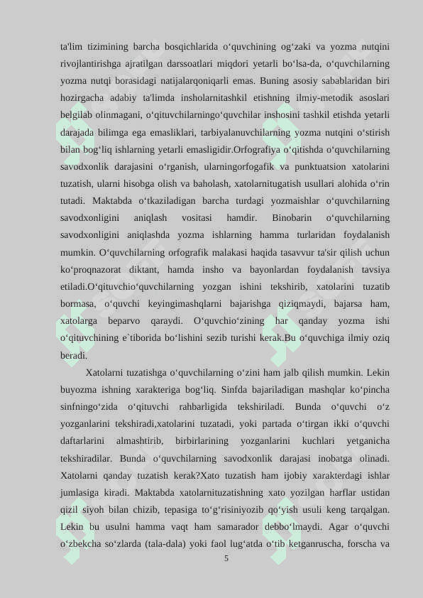 Darsliklardagi insho uchun berilgan materiallarni tahlil qilish 5