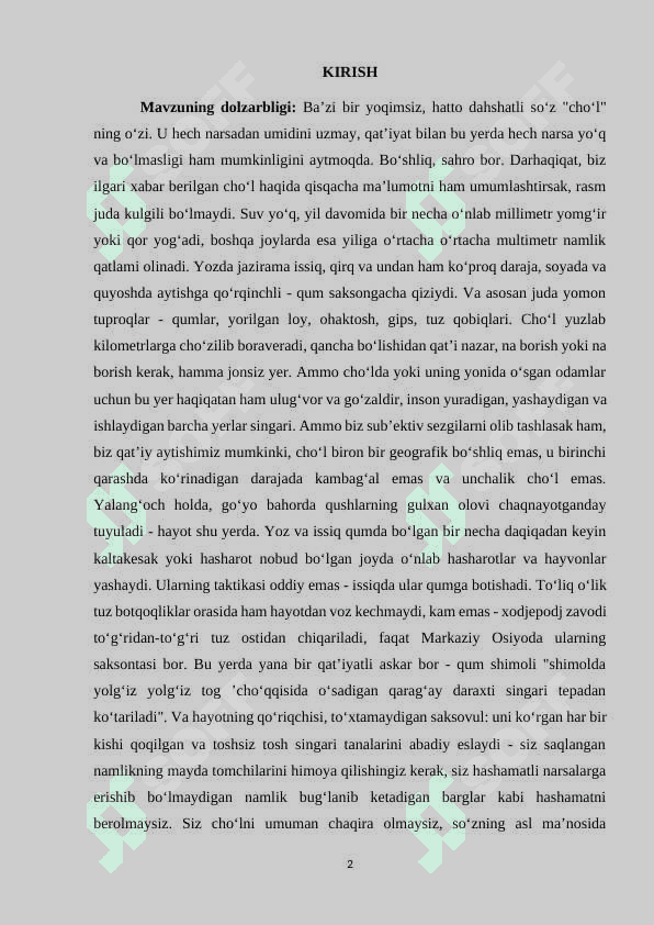 Shimoliy Afrika cho‘llariga tabiiy – geografik tavsif 2