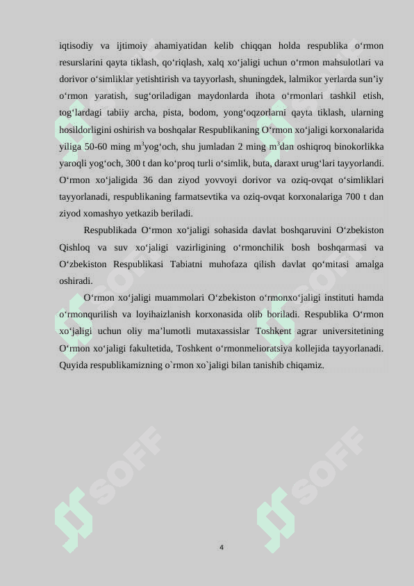 “O`rmon ekosistemalari, ularning hozirgi holati va istiqbollari (O`zbekiston misolida)” 4