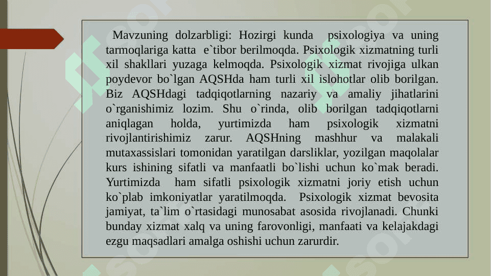 Psixologik xizmatning rivojlanishi (AQSH) misolida 4