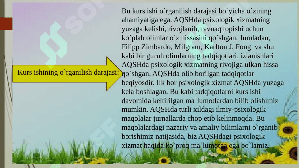Psixologik xizmatning rivojlanishi (AQSH) misolida 5