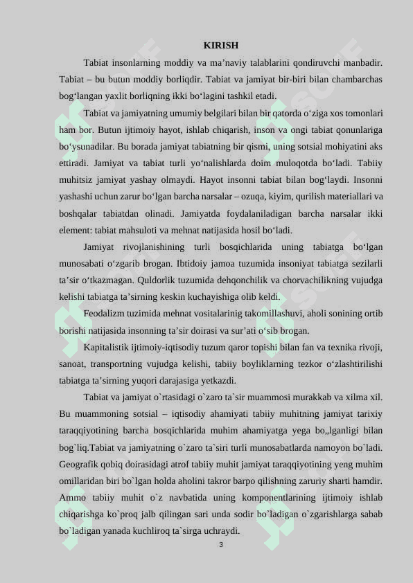 “Jamiyat va tabiat o`zaro ta`sirining asosiy bosqichlari” 3
