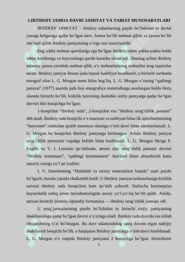 “Jamiyat va tabiat o`zaro ta`sirining asosiy bosqichlari” 5
