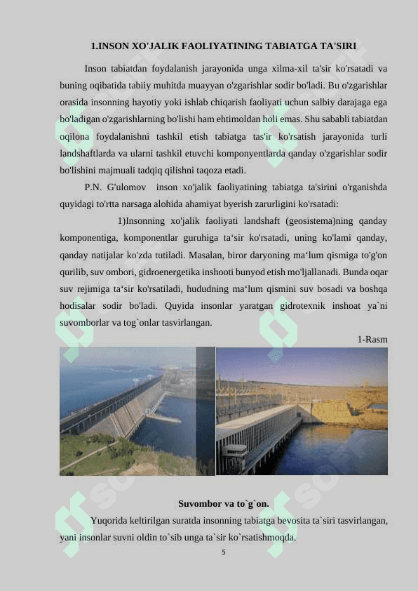 “Insonning tabiatga ta`siri haqida umumiy tushuncha” 5