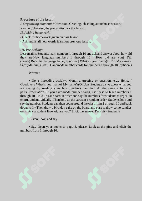 1-sinflar uchun Ingliz tili fanidan ochiq dars mavzu(Numbers) 3