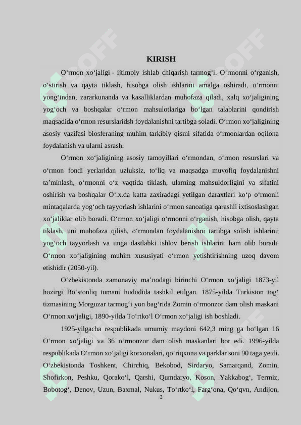 “O`zbekistonda o`rmon xo`jaligining rivojlanishi” 3