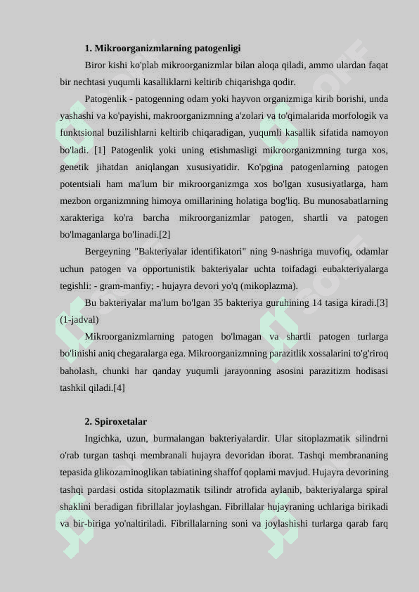 PATOGEN SPIROXETALAR VA ULARNING XOSSALARI 3
