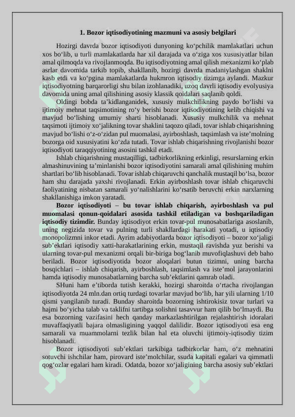 Bozor iqtisodiyotining infratuzilmasi 2